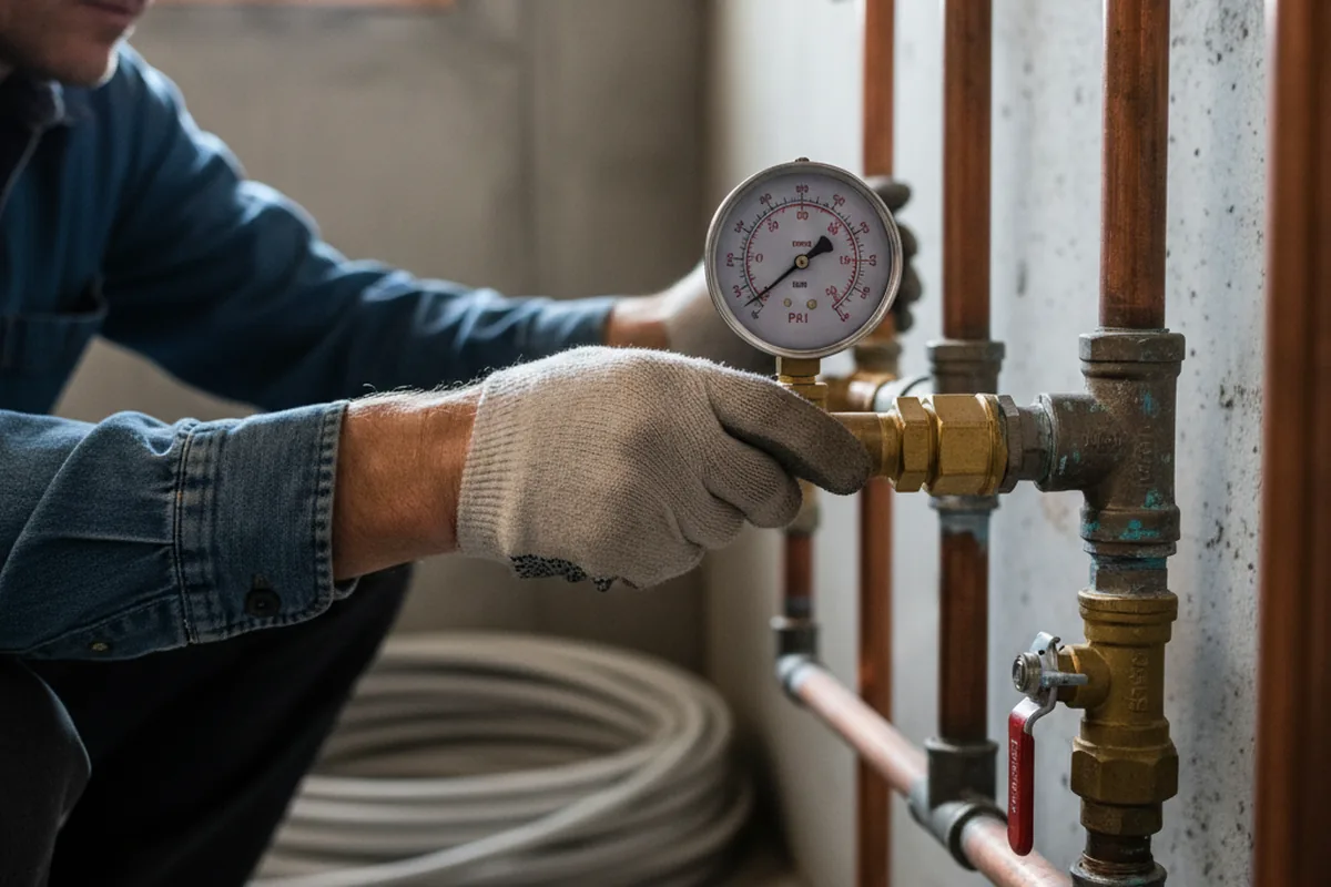 Pressure testing a repaired line during Water Line Repair in Hobe Sound